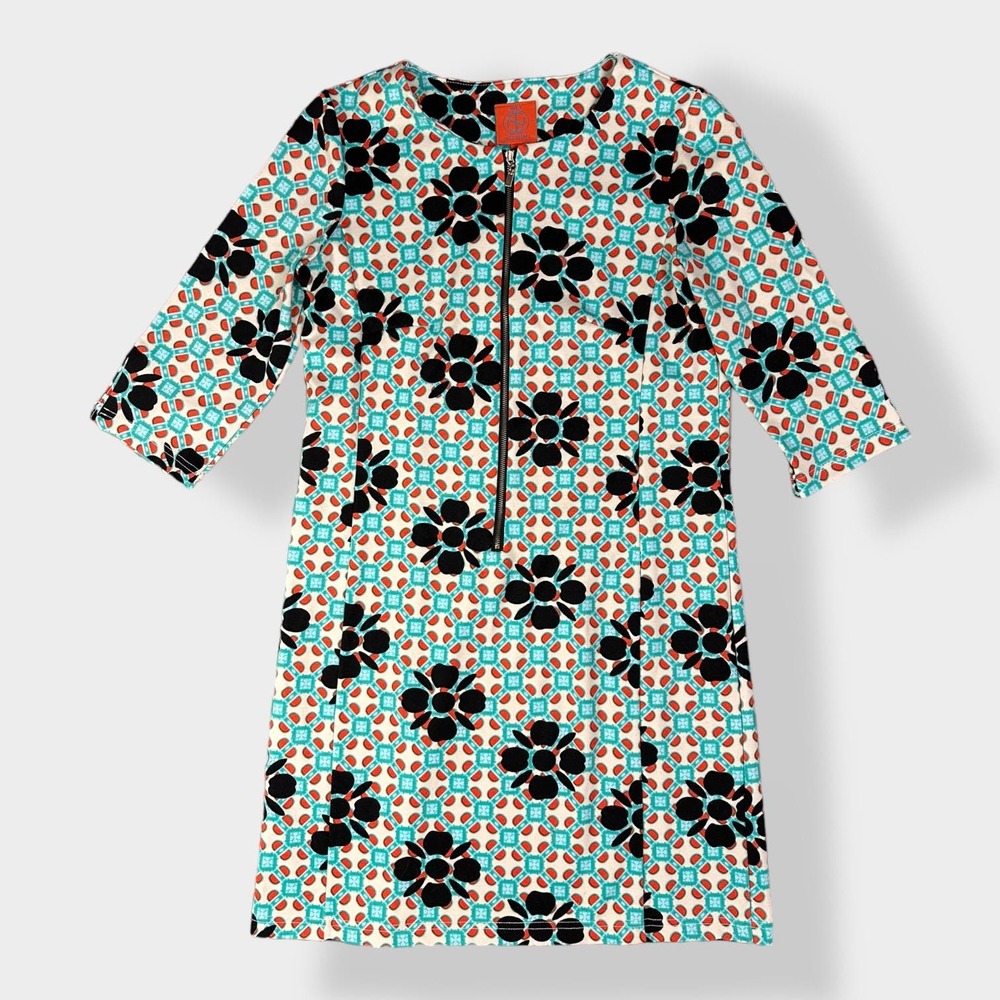 Tracy Negoshian Geometric and floral zip up dress